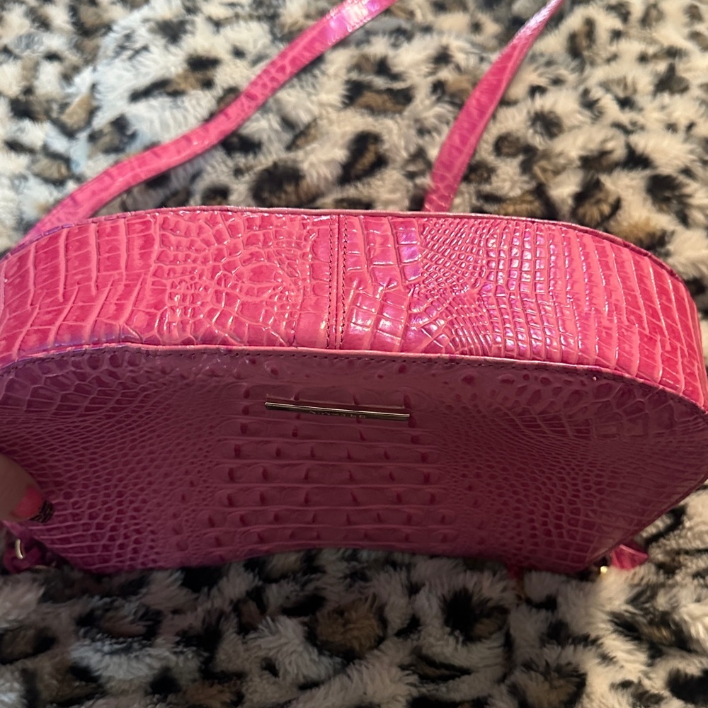 Brahmin Hot Pink Croc-Embossed Leather Shoulder Bag - Picture 4 of 15